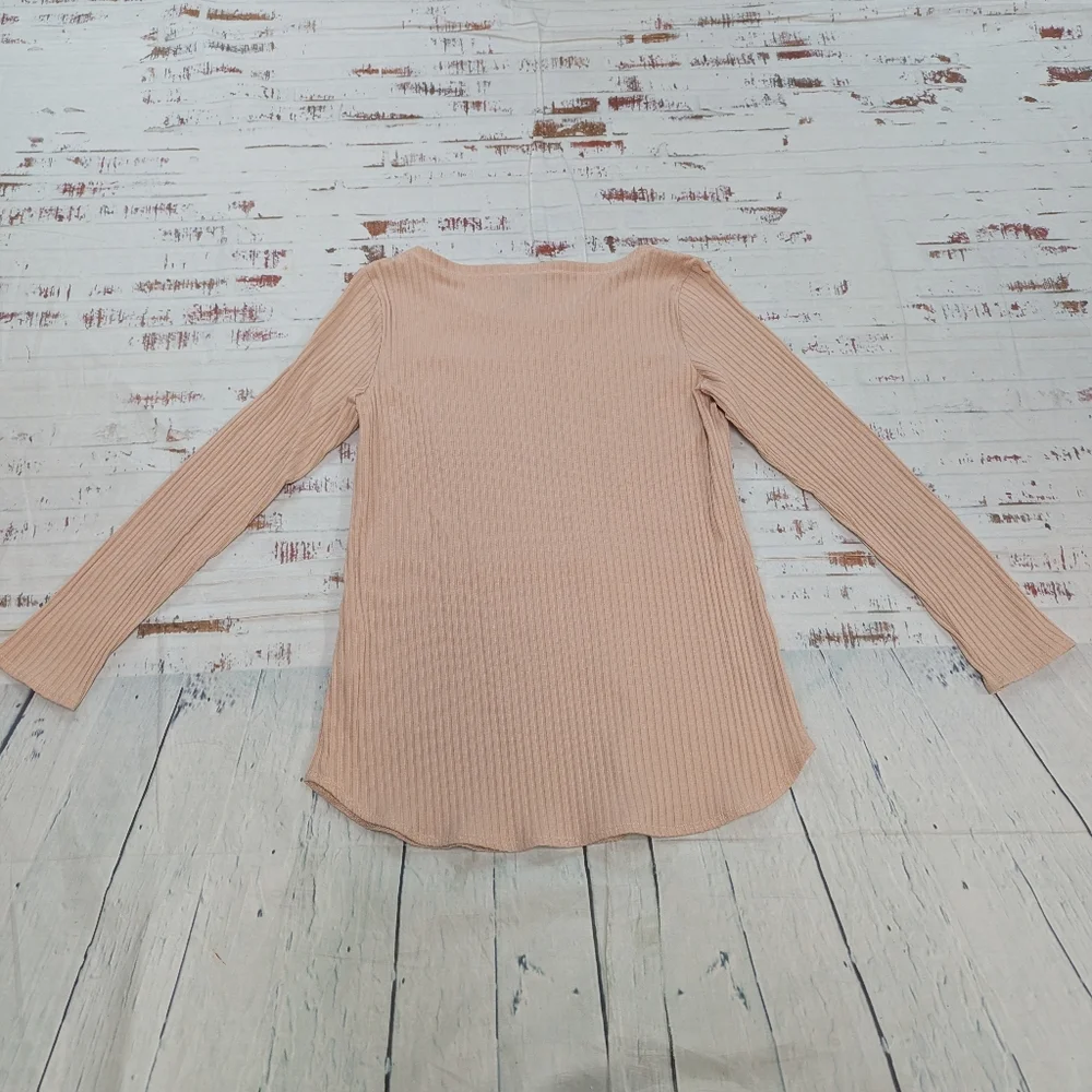 Eileen Fisher Long Sleeve Ribbed Basic Top - Picture 2 of 4